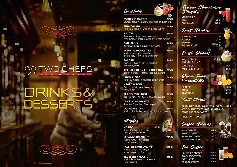 Two Chefs Drinks & Desserts Menu